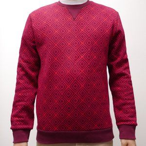 Winter Holiday Unique Checkered Pattern Wine Red Crewneck Sweatshirt - Size S